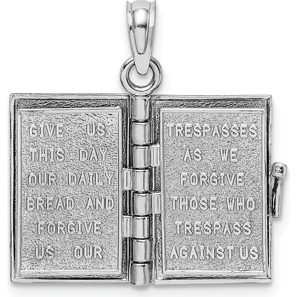 14K White Gold 3D Bible Pendant with Moveable Pages and Lord’s Prayer by Oro Pregiato