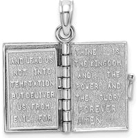 14K White Gold 3D Bible Pendant with Moveable Pages and Lord’s Prayer by Oro Pregiato