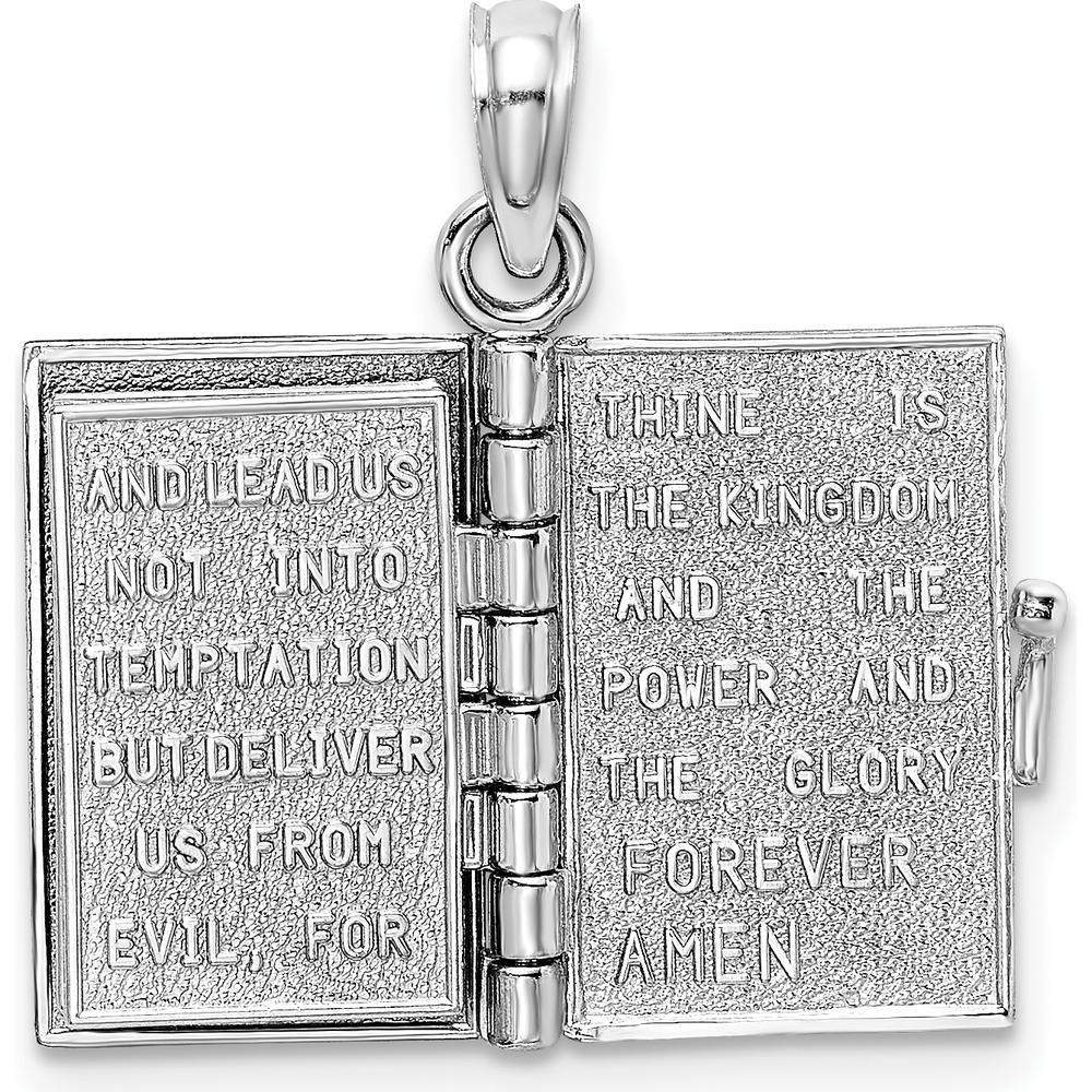 14K White Gold 3D Bible Pendant with Moveable Pages and Lord’s Prayer by Oro Pregiato