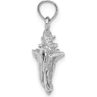 14K White Gold 3D Conch Shell Charm - Rhodium Plated, Solid Gold, Ocean-Inspired Pendant by Oro Pregiato