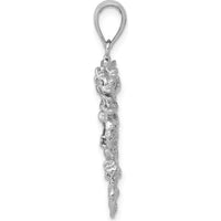 14K White Gold 3D Dragon Charm Pendant - Polished Finish by Oro Pregiato