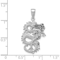 14K White Gold 3D Dragon Charm Pendant - Polished Finish by Oro Pregiato