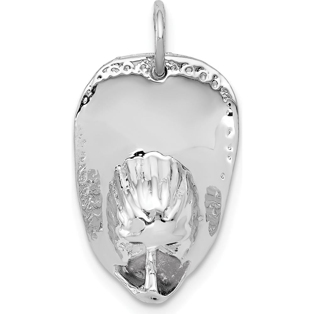14K White Gold 3D Fireman's Helmet Charm with Rhodium Finish