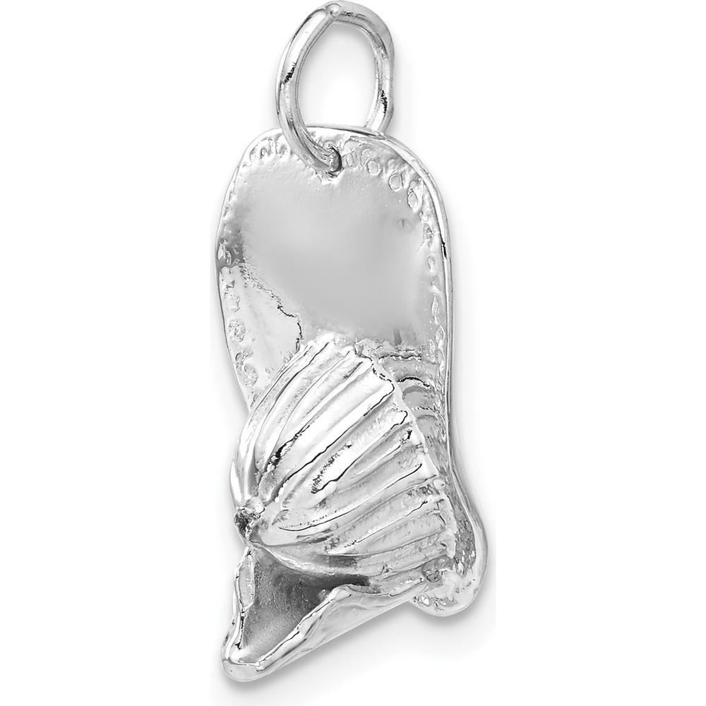 14K White Gold 3D Fireman's Helmet Charm with Rhodium Finish