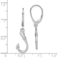 14K White Gold 3D Fish Hook Leverback Drop Earrings by 0