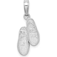 14K White Gold 3D Flip Flops Pendant - Rhodium Plated by Oro Pregiato
