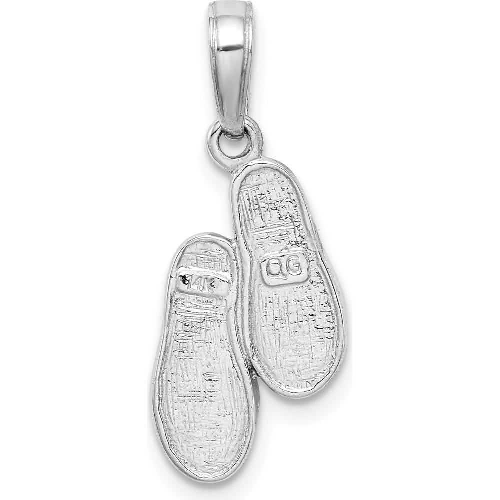 14K White Gold 3D Flip Flops Pendant - Rhodium Plated by Oro Pregiato