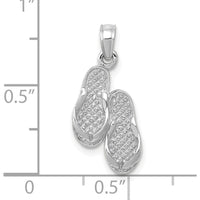 14K White Gold 3D Flip Flops Pendant - Rhodium Plated by Oro Pregiato