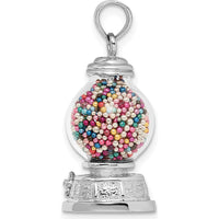 14K White Gold 3D Glass Gumball Machine Pendant with Moveable Multi-Colored Beads by Oro Pregiato