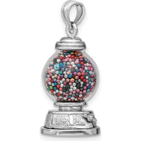 14K White Gold 3D Glass Gumball Machine Pendant with Moveable Multi-Colored Beads by Oro Pregiato