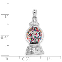 14K White Gold 3D Glass Gumball Machine Pendant with Moveable Multi-Colored Beads by Oro Pregiato