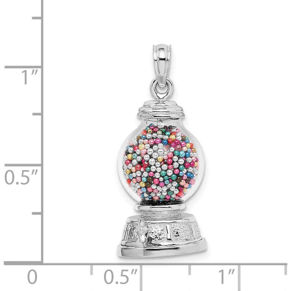 14K White Gold 3D Glass Gumball Machine Pendant with Moveable Multi-Colored Beads by Oro Pregiato
