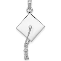 14K White Gold 3D Graduation Cap Pendant with Moveable Tassel Charm by Oro Pregiato