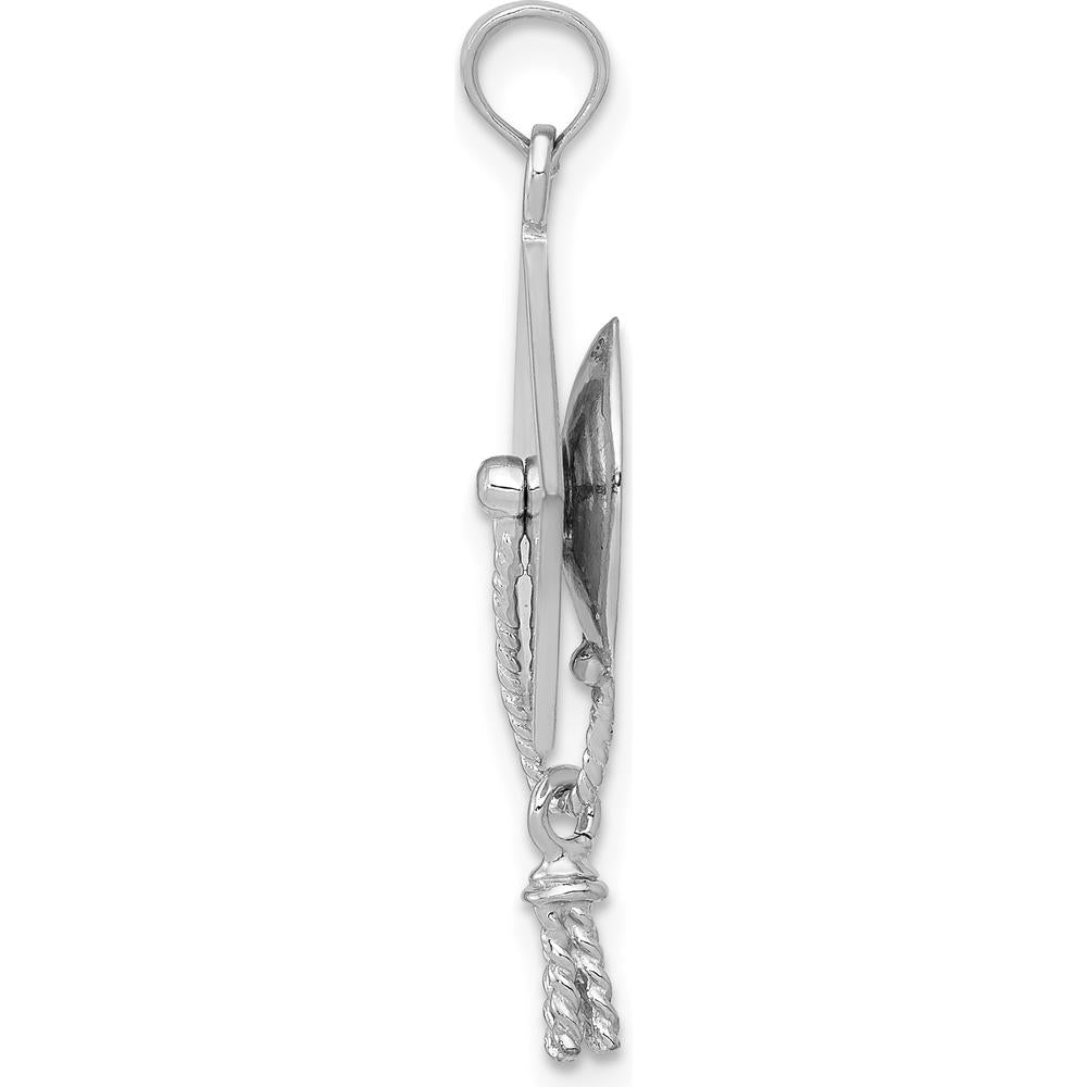 14K White Gold 3D Graduation Cap Pendant with Moveable Tassel Charm by Oro Pregiato