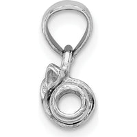 14K White Gold 3D Hollow Polished Diploma Pendant with Bow Detail by Oro Pregiato