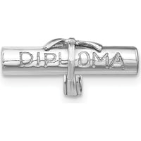 14K White Gold 3D Hollow Polished Diploma Pendant with Bow Detail by Oro Pregiato