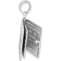 14K White Gold 3D Holy Bible Pendant with Lord’s Prayer and Movable Pages by Oro Pregiato