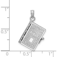 14K White Gold 3D Holy Bible Pendant with Lord’s Prayer and Movable Pages by Oro Pregiato