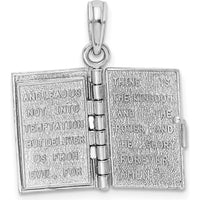 14K White Gold 3D Holy Bible Pendant with Lord’s Prayer and Movable Pages by Oro Pregiato