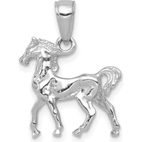 14K White Gold 3D Horse Charm Pendant - Polished Finish by Oro Pregiato