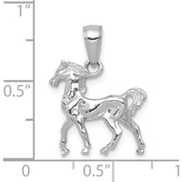 14K White Gold 3D Horse Charm Pendant - Polished Finish by Oro Pregiato