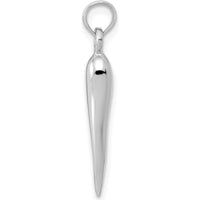 14K White Gold 3D Italian Horn Pendant - Rhodium Plated Polished Finish by Oro Pregiato