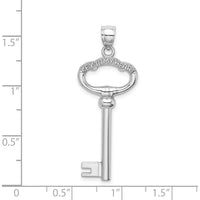 14K White Gold 3D "Key to My Heart" Pendant Charm - Rhodium Plated by Oro Pregiato