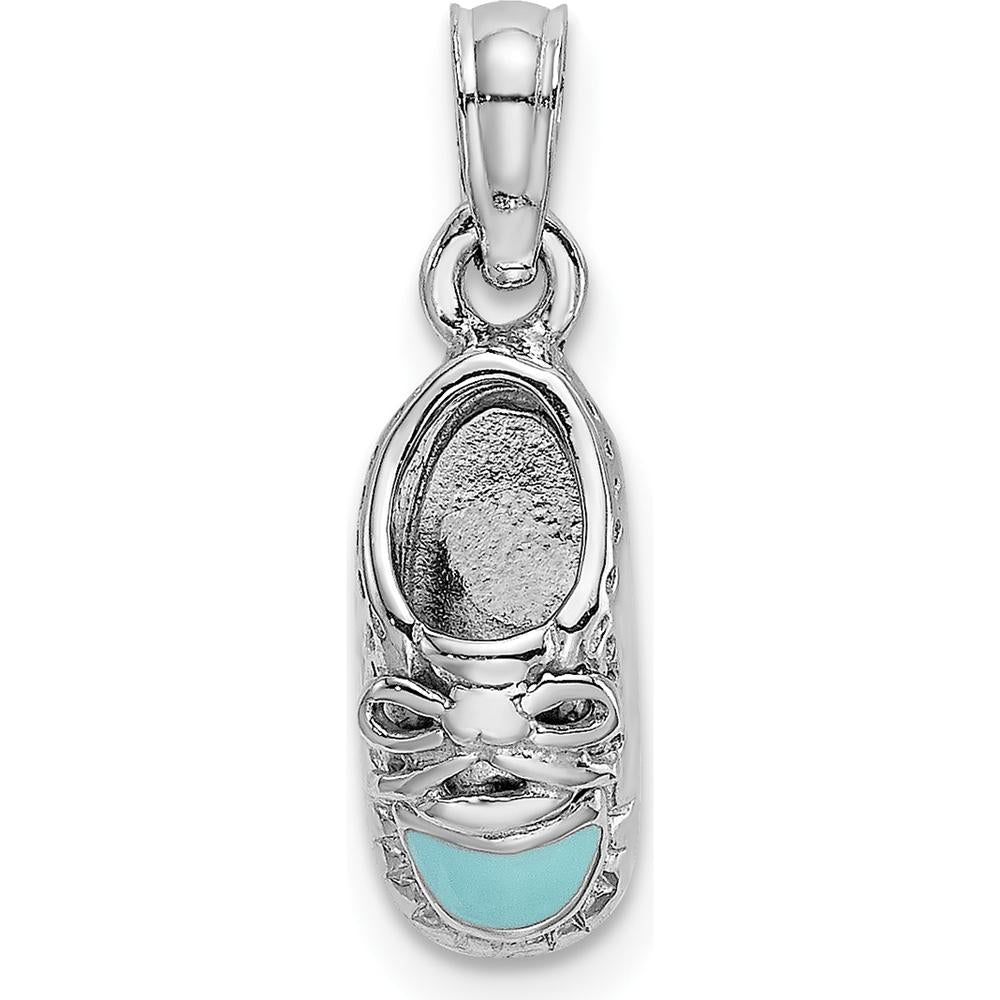 14K White Gold 3D Light Blue Enamel Baby Shoe Charm - A Playful and Sentimental Pendant by Oro Pregiato