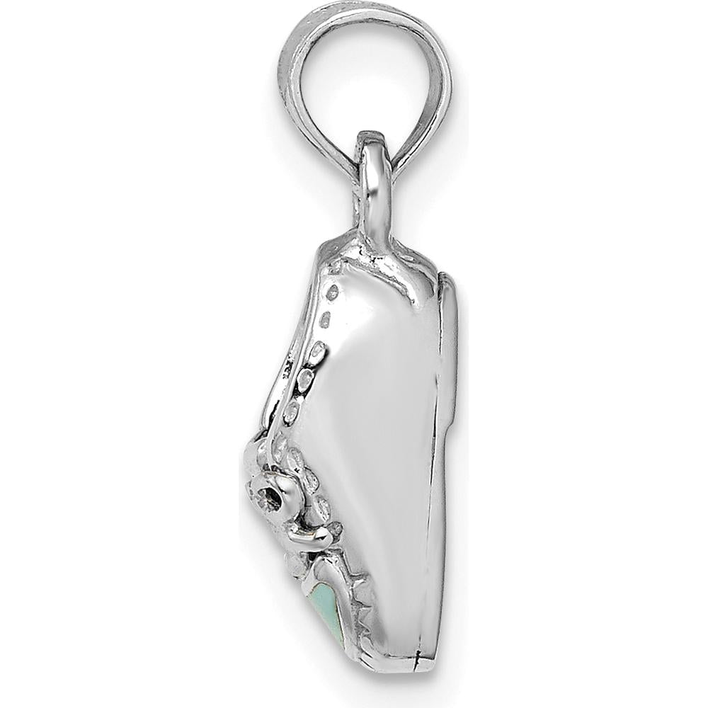 14K White Gold 3D Light Blue Enamel Baby Shoe Charm - A Playful and Sentimental Pendant by Oro Pregiato