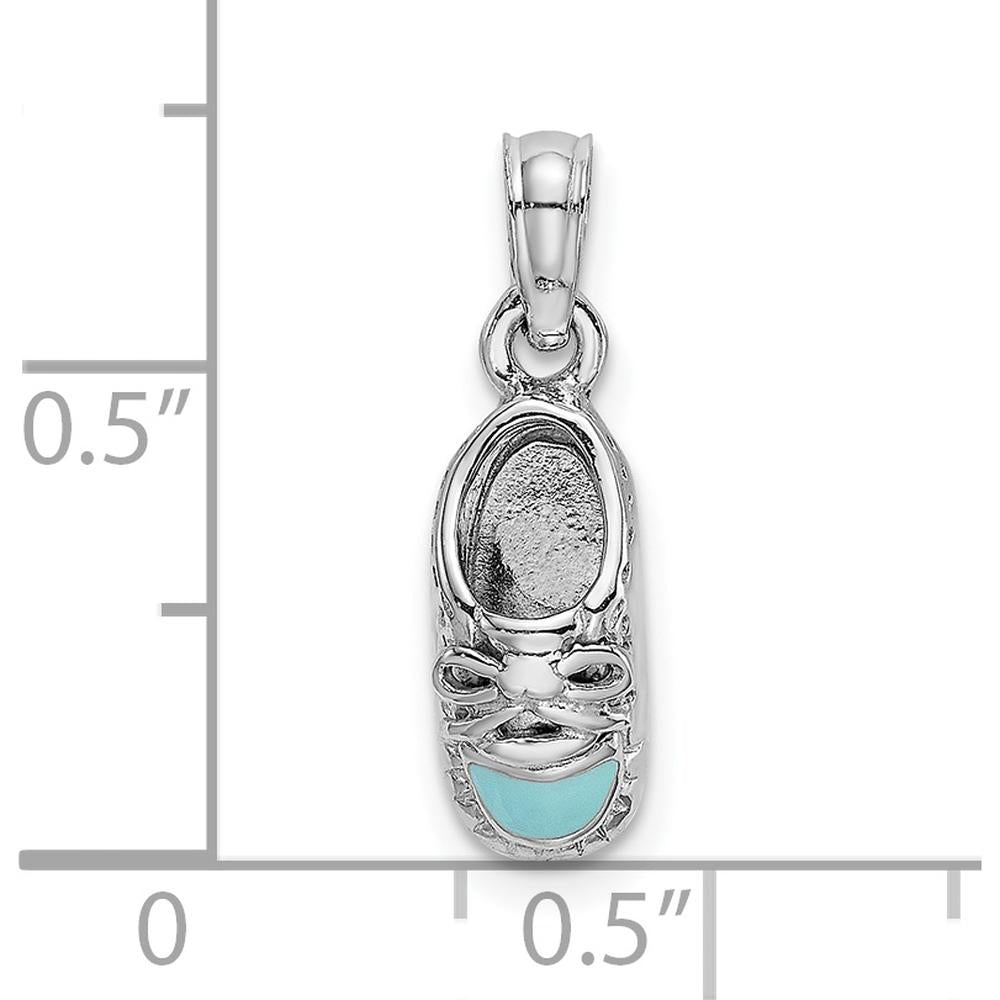 14K White Gold 3D Light Blue Enamel Baby Shoe Charm - A Playful and Sentimental Pendant by Oro Pregiato