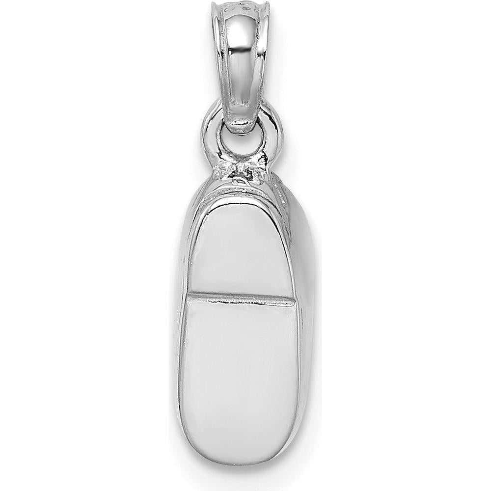 14K White Gold 3D Light Blue Enamel Baby Shoe Charm - A Playful and Sentimental Pendant by Oro Pregiato