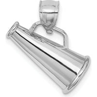 14K White Gold 3D Megaphone Charm with Rhodium Plating by Oro Pregiato