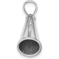 14K White Gold 3D Megaphone Charm with Rhodium Plating by Oro Pregiato
