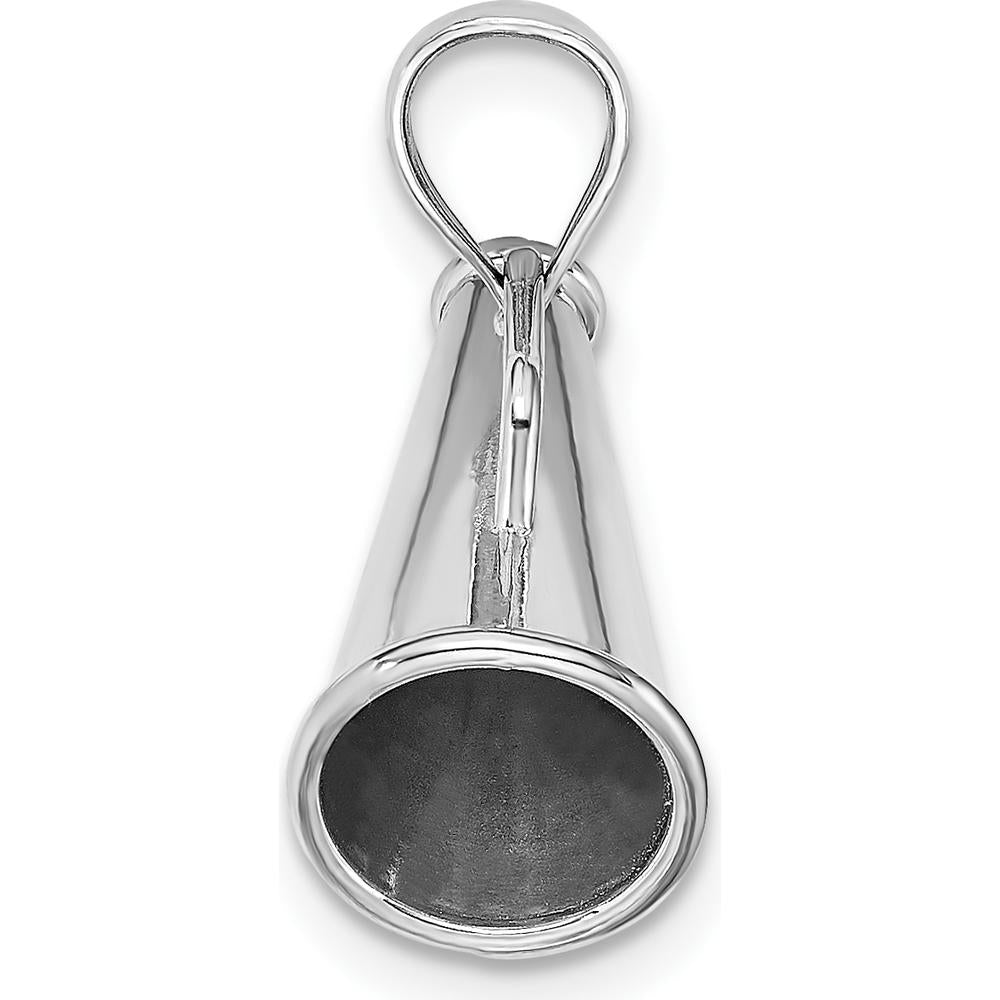 14K White Gold 3D Megaphone Charm with Rhodium Plating by Oro Pregiato