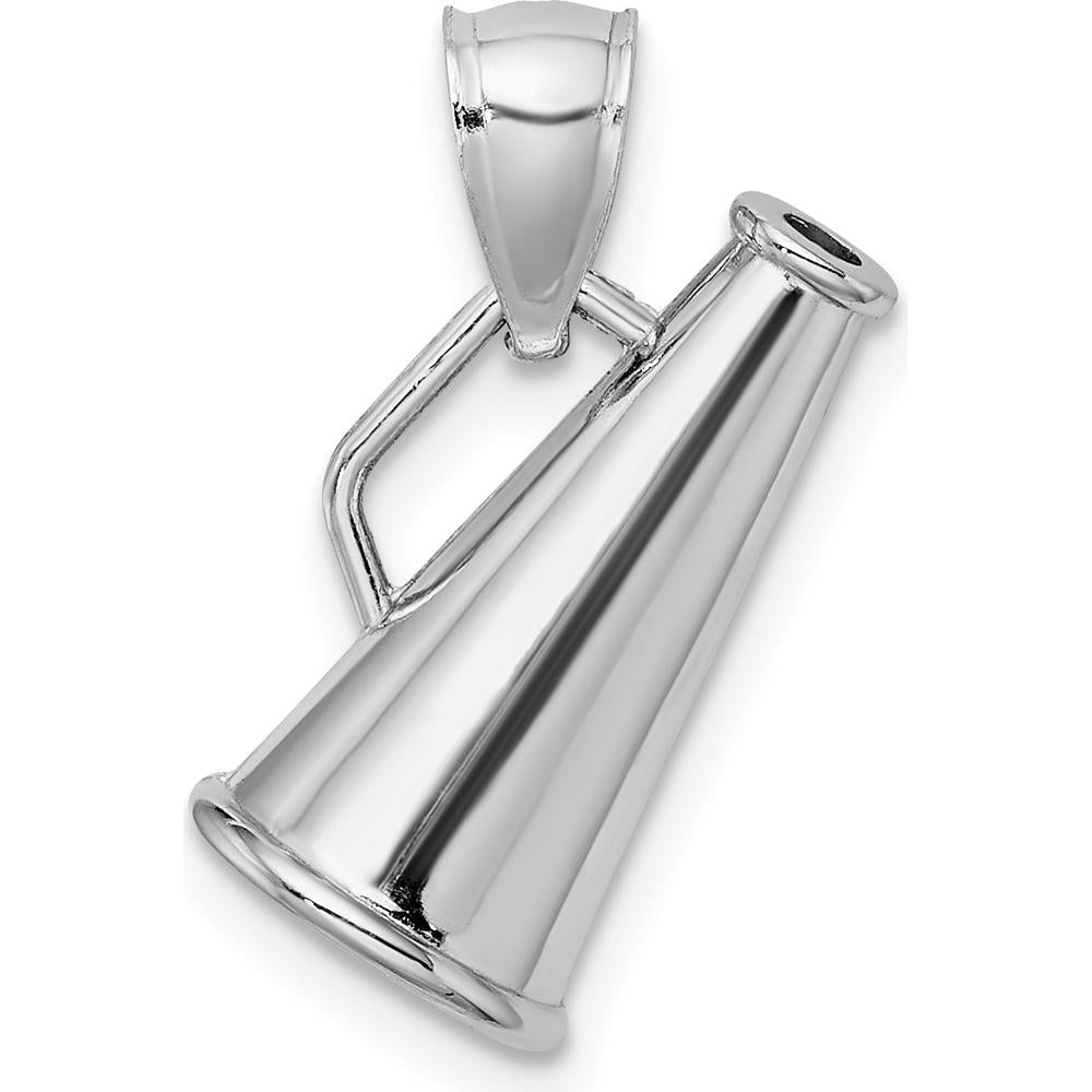 14K White Gold 3D Megaphone Charm with Rhodium Plating by Oro Pregiato