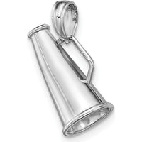 14K White Gold 3D Megaphone Charm with Rhodium Plating by Oro Pregiato