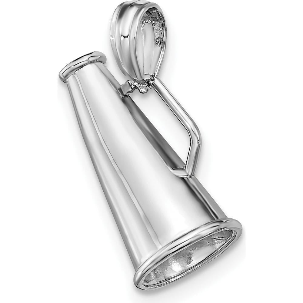 14K White Gold 3D Megaphone Charm with Rhodium Plating by Oro Pregiato
