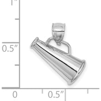 14K White Gold 3D Megaphone Charm with Rhodium Plating by Oro Pregiato