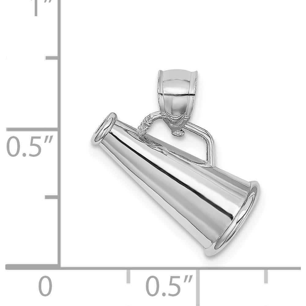 14K White Gold 3D Megaphone Charm with Rhodium Plating by Oro Pregiato