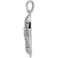 14K White Gold 3D Mezuzah Pendant with Polished Finish and Rhodium Plating - 35mm Length. by Oro Pregiato