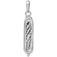 14K White Gold 3D Mezuzah Pendant with Polished Finish and Rhodium Plating - 35mm Length. by Oro Pregiato