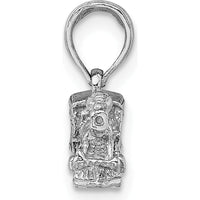 14K White Gold 3D Miniature Train Charm - Polished Rhodium Plated Design by Oro Pregiato