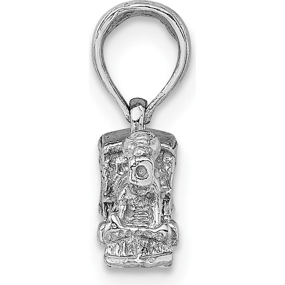14K White Gold 3D Miniature Train Charm - Polished Rhodium Plated Design by Oro Pregiato