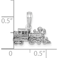 14K White Gold 3D Miniature Train Charm - Polished Rhodium Plated Design by Oro Pregiato