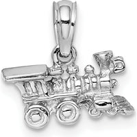 14K White Gold 3D Miniature Train Charm with Polished Finish by Oro Pregiato