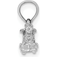 14K White Gold 3D Miniature Train Charm with Polished Finish by Oro Pregiato