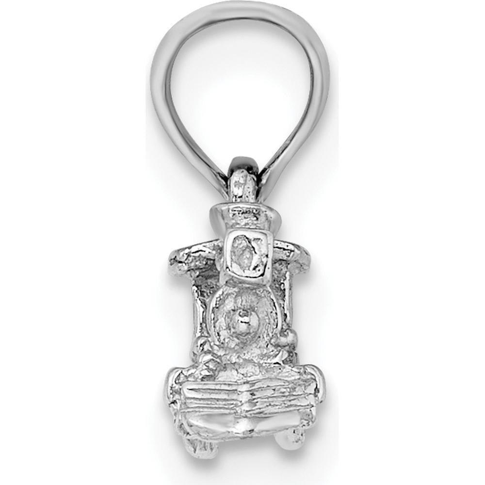 14K White Gold 3D Miniature Train Charm with Polished Finish by Oro Pregiato
