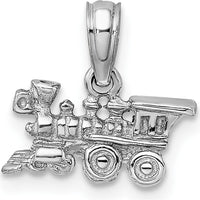 14K White Gold 3D Miniature Train Charm with Polished Finish by Oro Pregiato