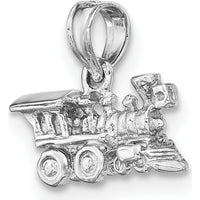 14K White Gold 3D Miniature Train Charm with Polished Finish by Oro Pregiato