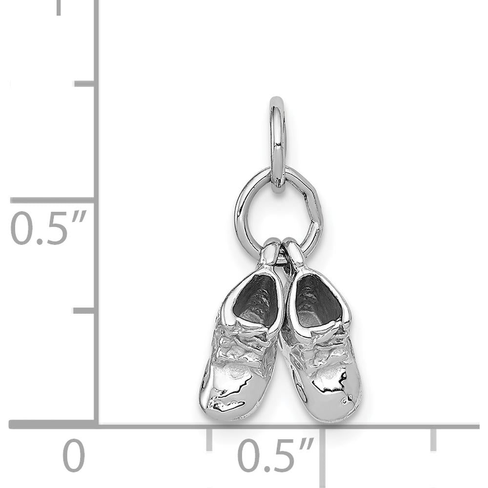 14K White Gold 3D Moveable Baby Shoes Charm - Rhodium-Plated, 16mm Length by Oro Pregiato